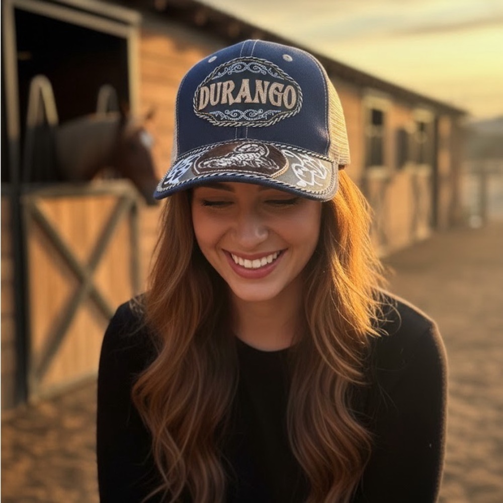 Durango Navy and Beige Embroidered Western Hat